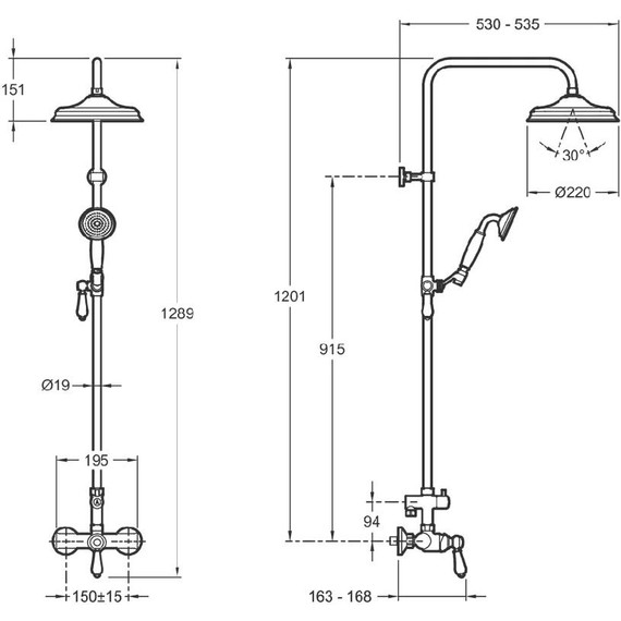 Душевая стойка Jacob Delafon Louise E24368-BL, чёрный - фото 2