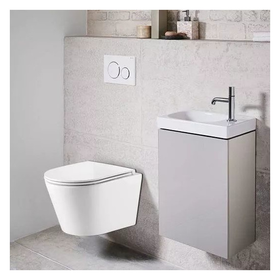 Инсталляция с подвесным унитазом комплект: Loranto 4501 с подвесным безободковым унитазом Azario Fonti AZ-402W сиденье микролифт - фото 5