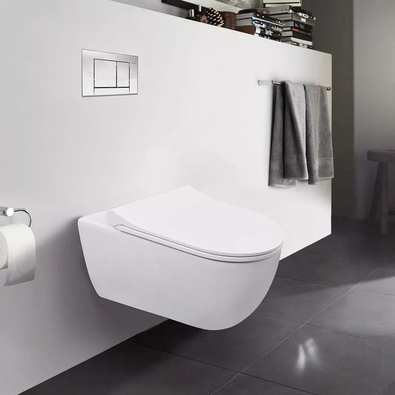 Инсталляция с подвесным унитазом комплект: Grohe Rapid SL 38772001 с подвесным безободковым унитазом Azario Ferio 87565 сиденье микролифт, крепление, кнопка смыва хром - фото 14