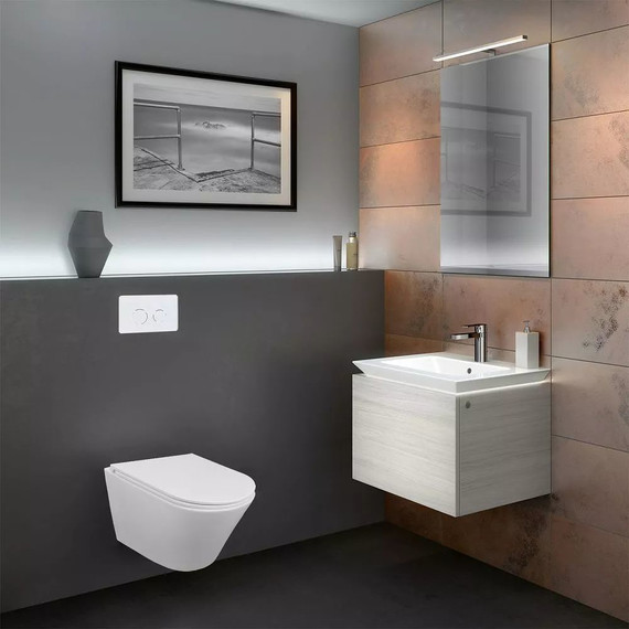 Инсталляция с подвесным унитазом комплект: Grohe Rapid SL 38772001 с подвесным безободковым унитазом Azario Teramo AZ-0053-UQ3 сиденье микролифт, крепление, кнопка смыва хром - фото 15