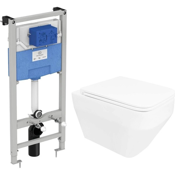 Инсталляция с подвесным унитазом комплект: Ideal Standard Prosys Frame 120 M R020467 с подвесным безободковым унитазом Azario Moneo AZ-0062 сиденье микролифт, крепление - фото 