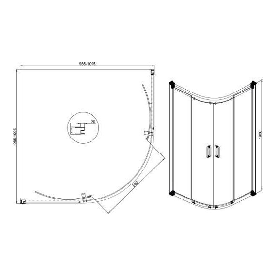 Душевое ограждение Sole Omega 100х100 см, хром/прозрачное - фото 2