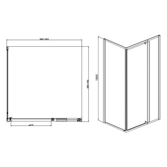Душевое ограждение Sole Cube (90-100)х90 см, хром/прозрачное - фото 2