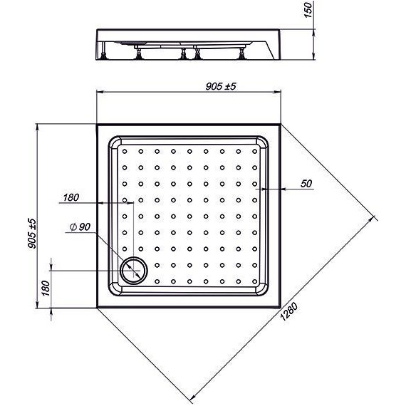 Поддон акриловый Nova Square 90х90 см - фото 2
