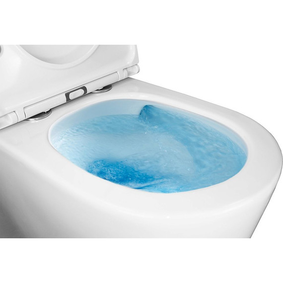 Унитаз-компакт безободковый Azario Conto AZ-T005BR с тонкой крышкой микролифт (Система смыва торнадо), Цвет производителя: белый - фото 8