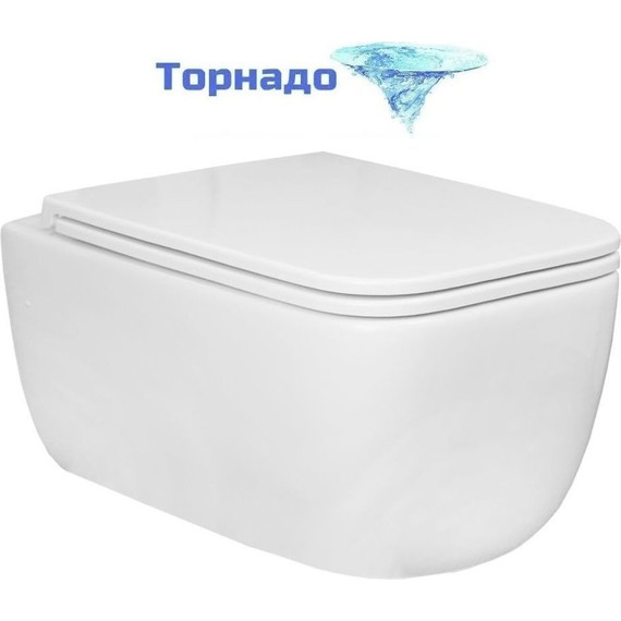 Унитаз подвесной безободковый Azario Flavia AZ-0076-UQ1 с крышкой микролифт (Система смыва торнадо) - фото 