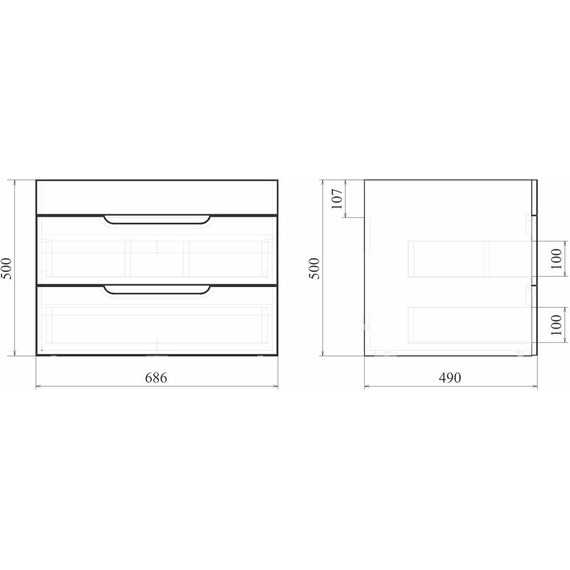 Тумба подвесная с раковиной Mirsant Soho Quadro 70 см (раковина Deep 70) - фото 6