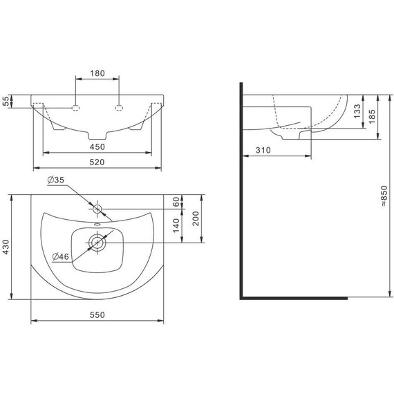 Тумба напольная с раковиной Mirsant Grace 55 см с раковиной Балтика 55, дуб белый (тумба идёт в разобранном виде) - фото 8