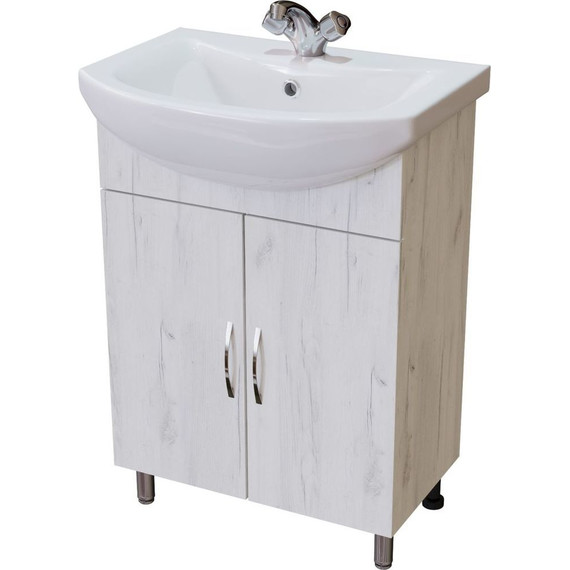 Тумба напольная с раковиной Mirsant Grace 60 см с раковиной Балтика 60, дуб белый (тумба идёт в разобранном виде) - фото 