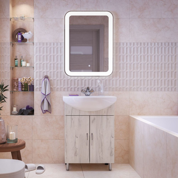 Тумба напольная с раковиной Mirsant Grace 60 см с раковиной Балтика 60, дуб белый (тумба идёт в разобранном виде) - фото 5