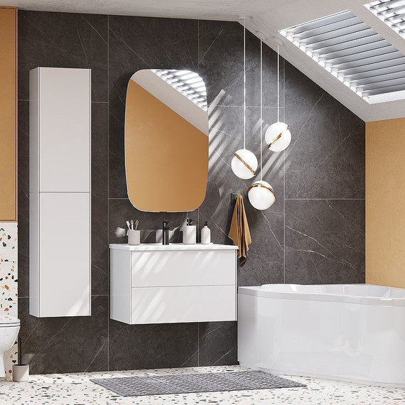 Тумба подвесная с раковиной Акватон Сохо 60 см 1A258001AJ010, белый глянцевый - фото 9