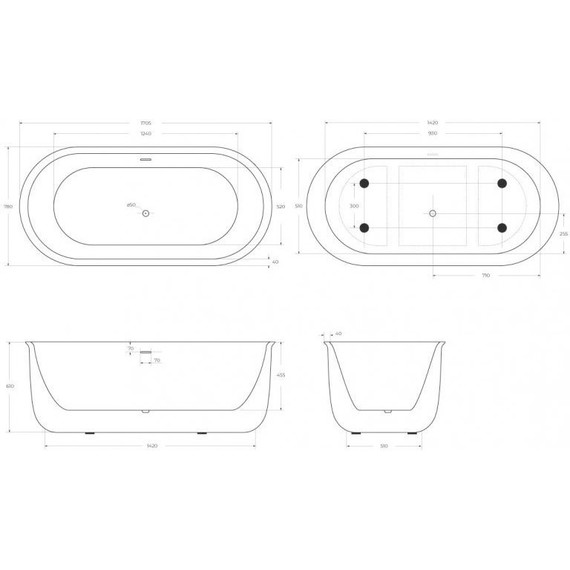 Ванна отдельностоящая Belbagno 170x78 см BB709-1700-780 - фото 7