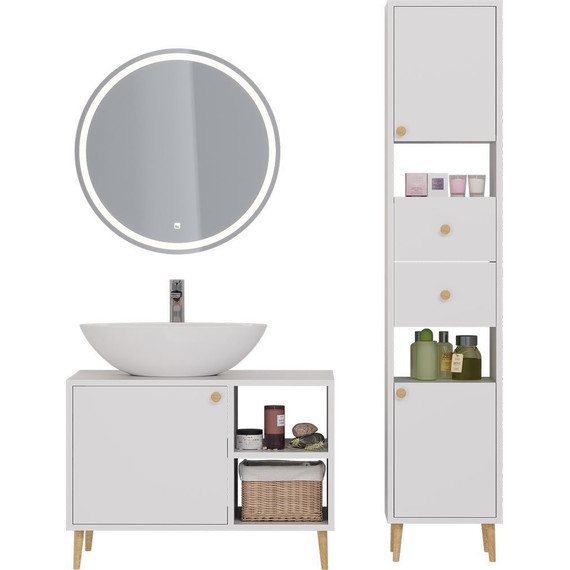 Зеркало Dreja Luno 60 см 99.2008, белый - фото 4