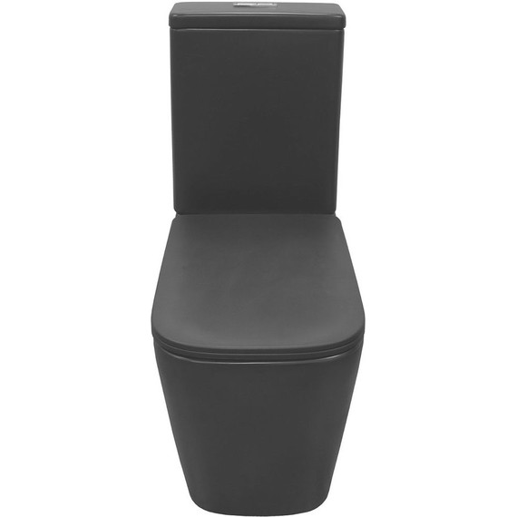 Унитаз-компакт безободковый Azario Black King AZ-8303D с тонкой крышкой микролифт, чёрный матовый, Цвет производителя: чёрный матовый - фото 4