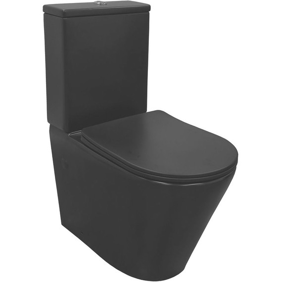 Унитаз-компакт безободковый Azario Black Queen AZ-8380 с тонкой крышкой микролифт, чёрный матовый, Цвет производителя: чёрный матовый - фото 