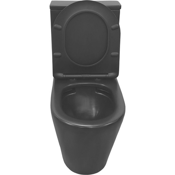 Унитаз-компакт безободковый Azario Black Queen AZ-8380 с тонкой крышкой микролифт, чёрный матовый, Цвет производителя: чёрный матовый - фото 5