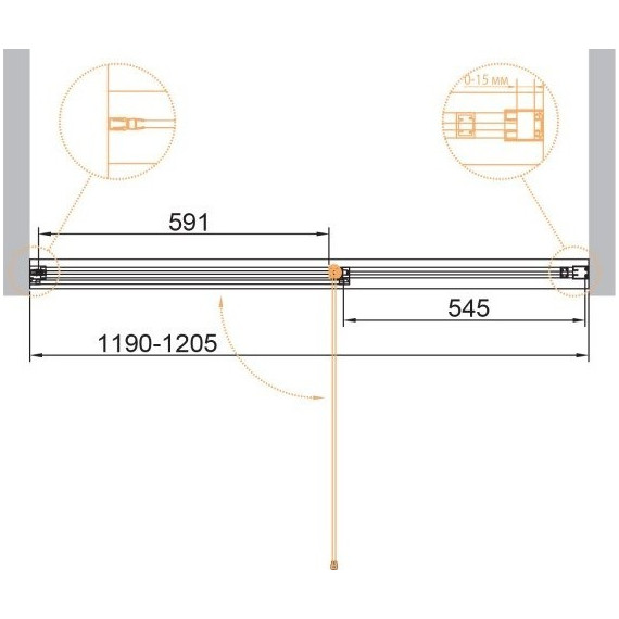 Душевая дверь Cezares 120 см URBAN-B-12-120-C-NERO, черный/прозрачное - фото 2