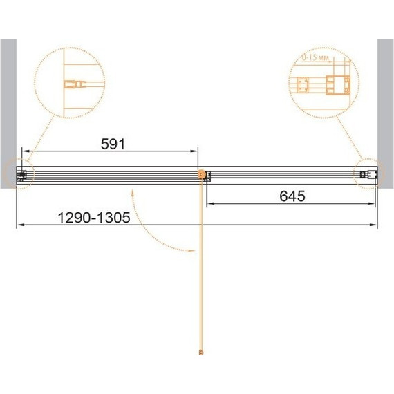 Душевая дверь Cezares 130 см URBAN-B-12-130-C-NERO, черный/прозрачное - фото 2