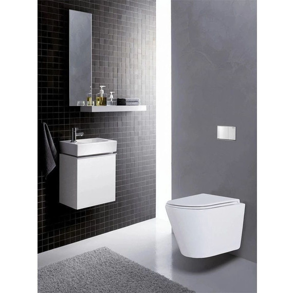 Инсталляция с подвесным унитазом комплект: Loranto 4501 с подвесным безободковым унитазом Teramo AZ-0053-UQ сиденье микролифт (Система смыва торнадо) кнопка смыва белая глянцевая + набор для гигиенического душа Haiba HB5511 - фото 13