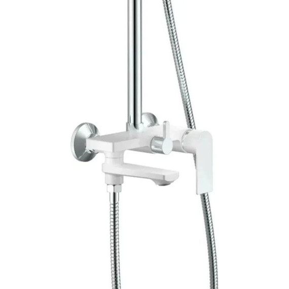 Душевой комплект Haiba: Душевая стойка HB24505-8 + смеситель для раковины HB10505-8, цвет белый/хром - фото 5