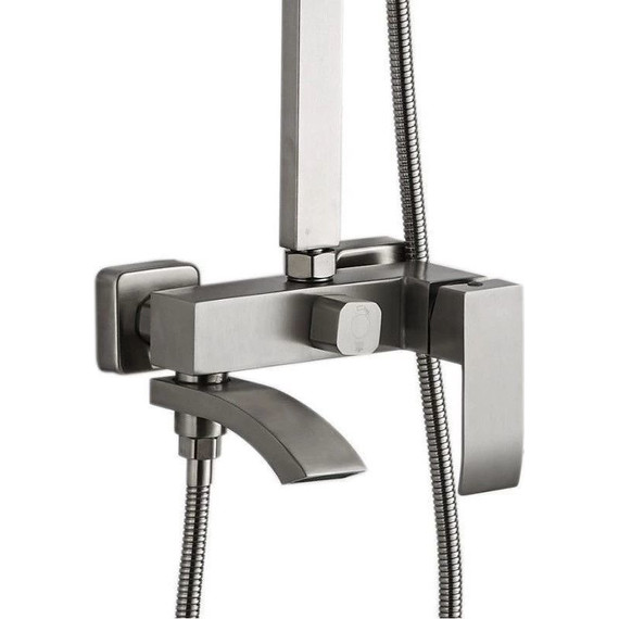 Душевой комплект Haiba: Душевая стойка HB24815 + смеситель для раковины высокий HB11815, цвет сталь - фото 4