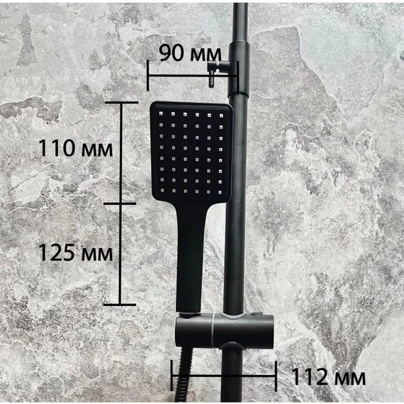 Душевой комплект Haiba: Душевая стойка HB24817-7 + смеситель для раковины HB10817-7, цвет чёрный матовый - фото 8