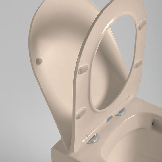 Унитаз подвесной безободковый Vincea Piatti VT1-11SMC с тонкой крышкой микролифт, капучино матовый, Цвет производителя: бежевый - фото 2