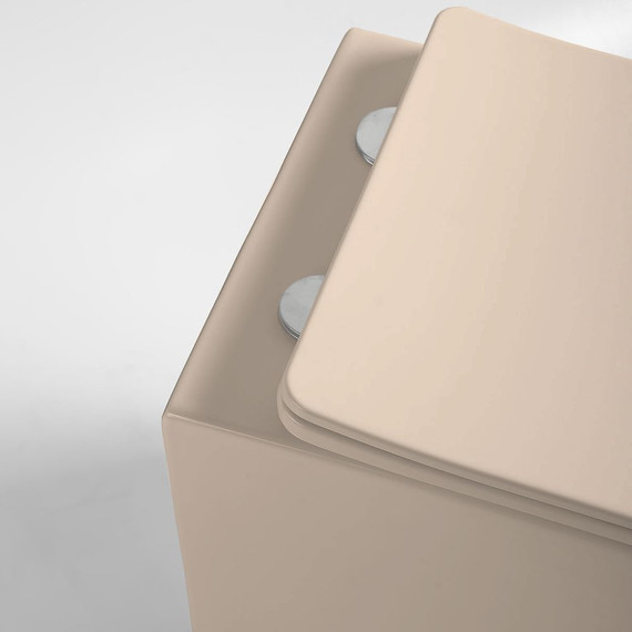 Унитаз подвесной безободковый Vincea Piatti VT1-11SMC с тонкой крышкой микролифт, капучино матовый, Цвет производителя: бежевый - фото 3