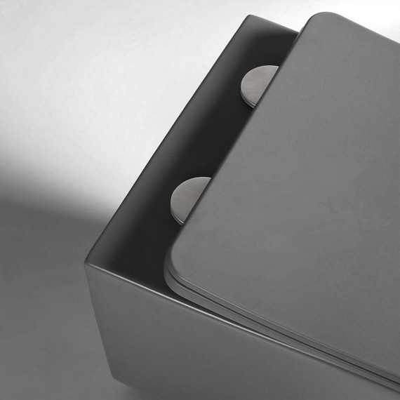 Унитаз подвесной безободковый Vincea Q-Line VT1-12MA с тонкой крышкой микролифт, антрацит матовый - фото 6