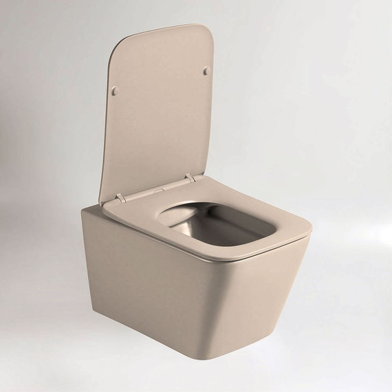 Унитаз подвесной безободковый Vincea Q-Line VT1-12MC с тонкой крышкой микролифт, капучино матовый, Цвет производителя: бежевый - фото 7