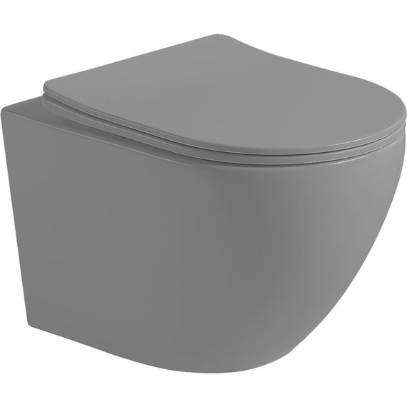 Унитаз подвесной безободковый Vincea Globo VT1-14SMA с тонкой крышкой микролифт, антрацит матовый - фото 