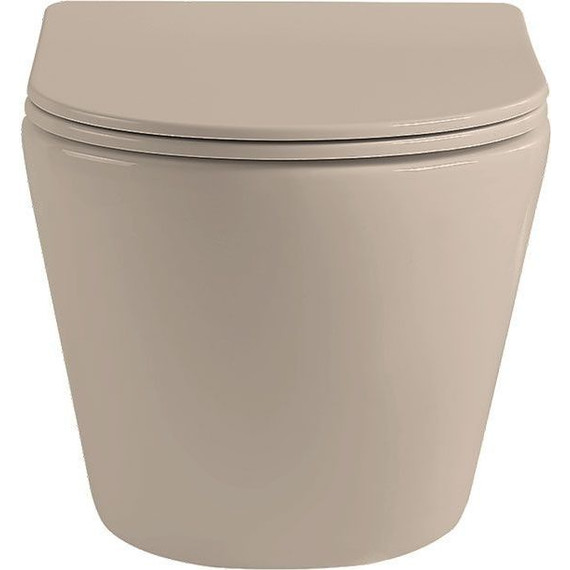 Унитаз подвесной безободковый Vincea Globo VT1-14SMC с тонкой крышкой микролифт, капучино матовый, Цвет производителя: бежевый - фото 8