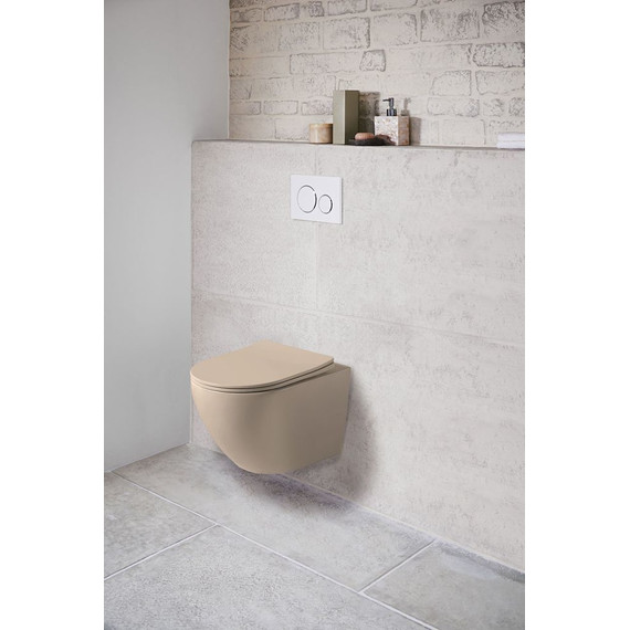 Унитаз подвесной безободковый Vincea Globo VT1-14SMC с тонкой крышкой микролифт, капучино матовый, Цвет производителя: бежевый - фото 9