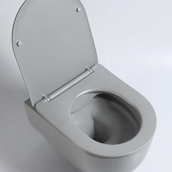 Унитаз подвесной безободковый Vincea Evo VT1-34SMG с тонкой крышкой микролифт, серый матовый, Цвет производителя: серый - фото 2