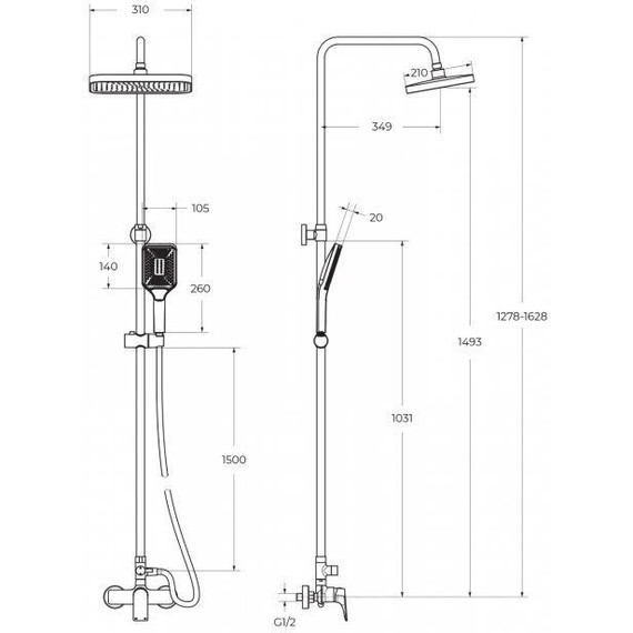 Душевая стойка BelBagno DUE-DOCM-CRM - фото 2