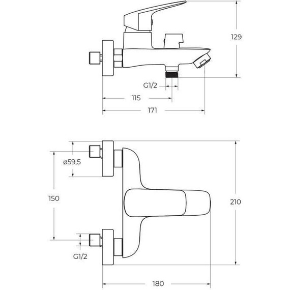 Смеситель для ванны BelBagno DUE-VASM-CRM - фото 2