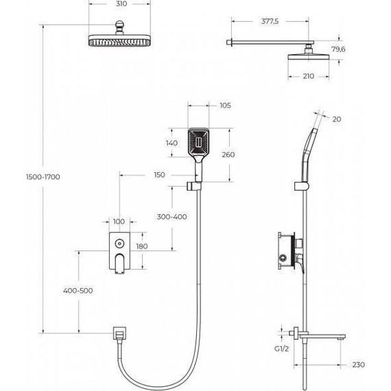 Душевая система для ванна BelBagno DUE-VDSET-CRM - фото 2
