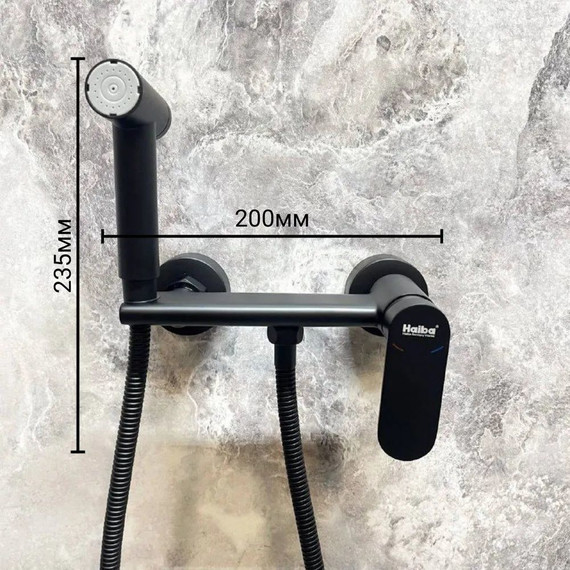 Набор для гигиенического душа Haiba HB5516-7, чёрный матовый - фото 9