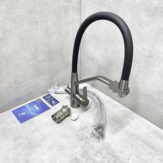 Смеситель для кухни Haiba HB76822-3, графит - фото 5