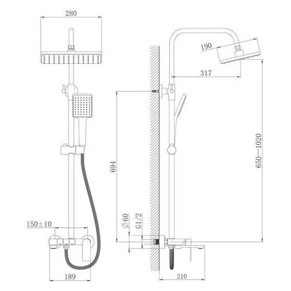 Душевая стойка Haiba HB24639-3, графит - фото 2