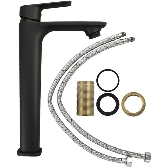 Смеситель для раковины высокий Magnus 8403, чёрный - фото 5