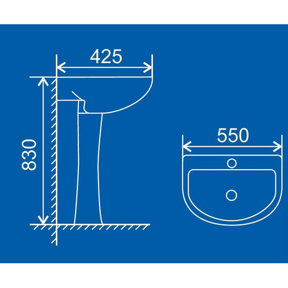 Раковина с пьедесталом Loranto Liri 55 см CS-BMP009 - фото 2