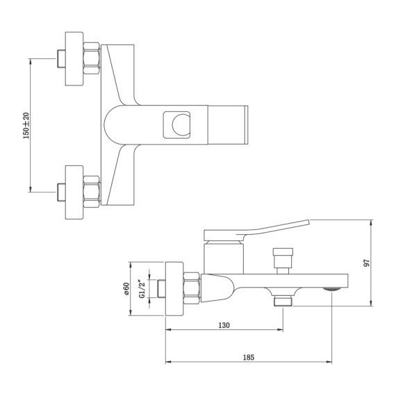Смеситель для ванны Bronze de Luxe Element EL03GB, матовое золото/чёрный - фото 6