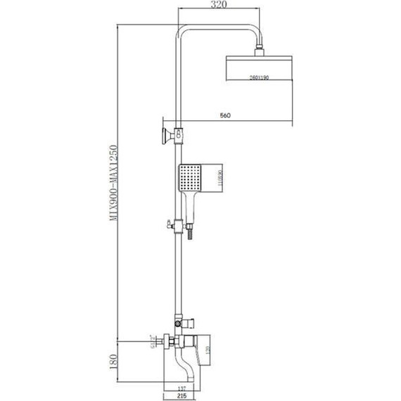 Душевая стойка Bronze de Luxe Element EL77GB, матовое золото/чёрный матовый - фото 9