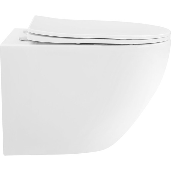 Унитаз подвесной безободковый Abber Bequem AC1100T с тонкой крышкой микролифт (Система смыва торнадо), Цвет производителя: белый - фото 6