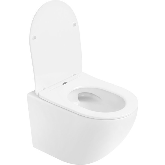 Унитаз подвесной безободковый Abber Bequem AC1100T с тонкой крышкой микролифт (Система смыва торнадо), Цвет производителя: белый - фото 7