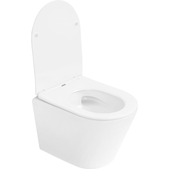 Унитаз подвесной безободковый Abber Bequem AC1102T с тонкой крышкой микролифт (Система смыва торнадо), Цвет производителя: белый - фото 7