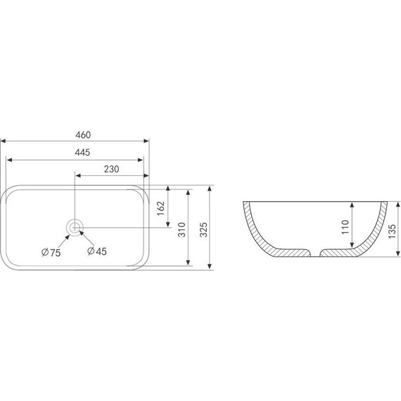 Раковина-чаша Abber Rechteck 46 см AC2200MW, белый матовый - фото 4