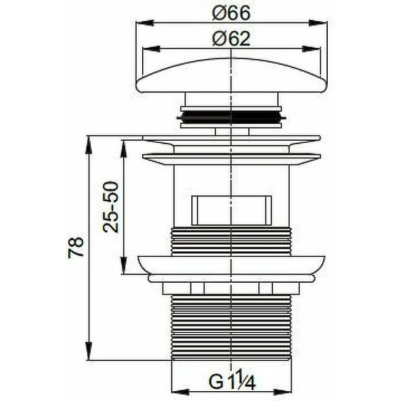 Донный клапан Cezares CZR-SAT7-NERO, чёрный - фото 2