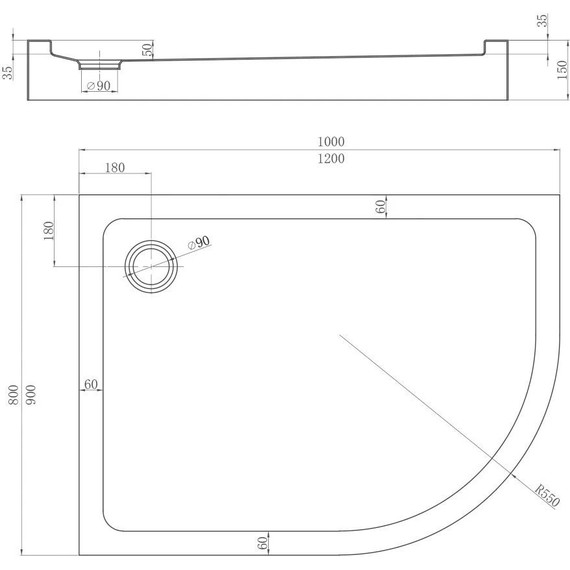 Поддон Veconi 120x90 см TZ55L-12090-C5 L - фото 2